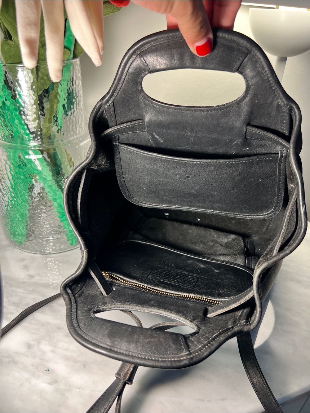 VINTAGE Coach 9994 1996 Convertible Backpack Bucket Bag Black Leather made  USA - Picture 11 of 16